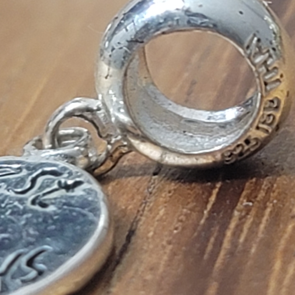 Sterling Silver 925 charm for bracelet Best friend pink stone IBB Thai 925 - Picture 4 of 5